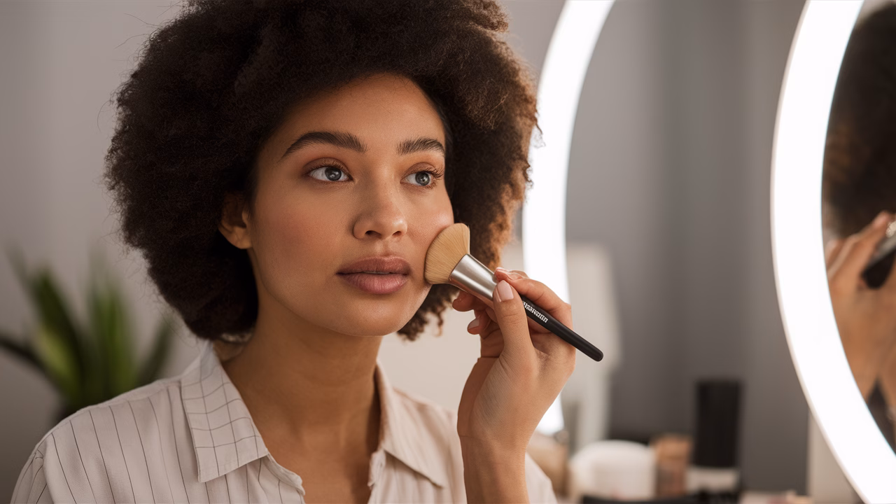 Proper blending technique Person blending foundation