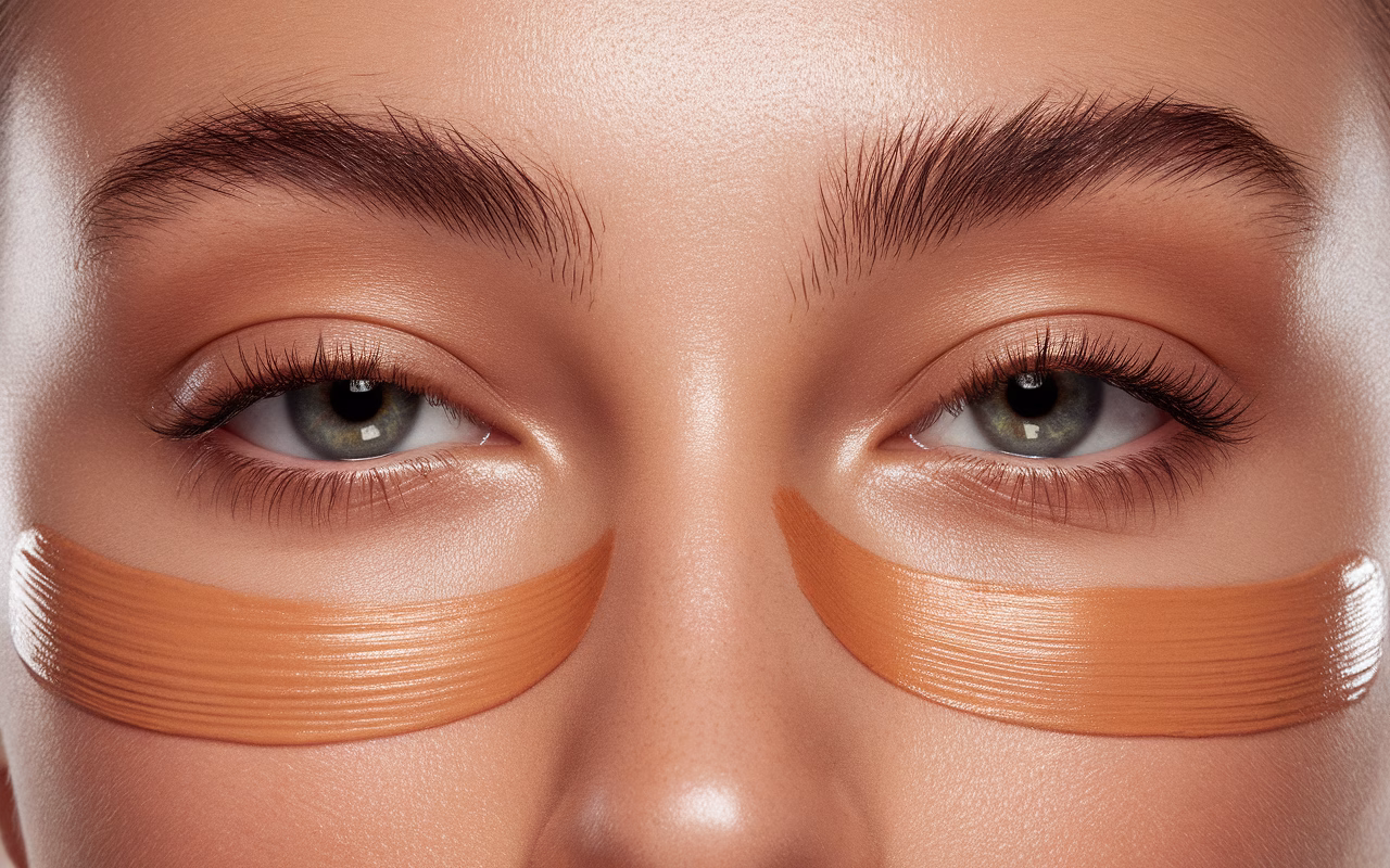 Achieving a flawless under-eye Close up on a models eye with perfectly applied, flawless concealer