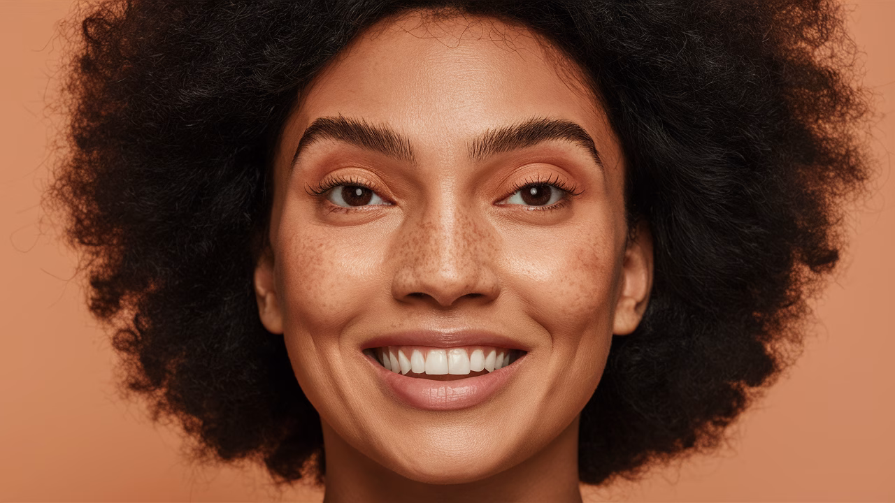 Natural glow from tinted moisturizer woman with radiant skin