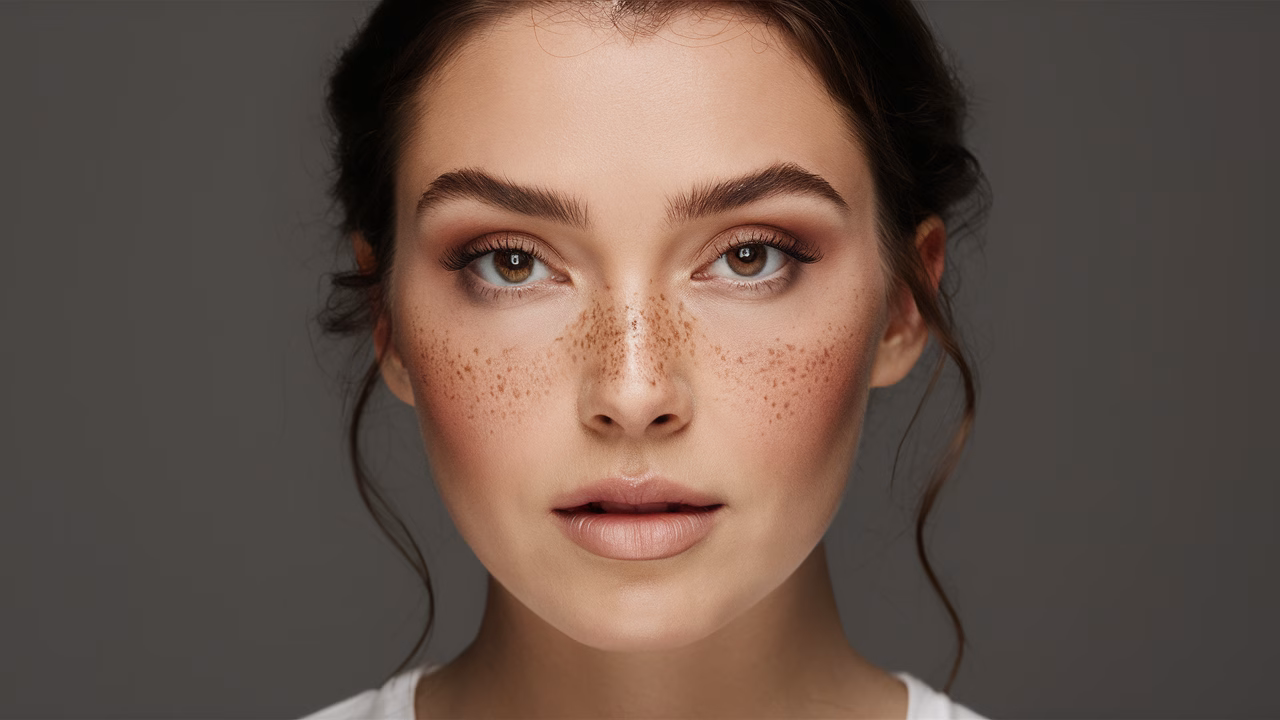Faux freckles natural finish Natural faux freckles makeup result