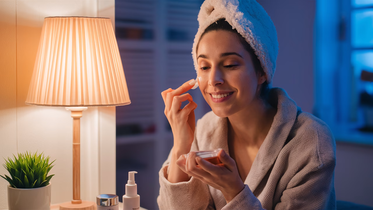 Night skincare serum layering